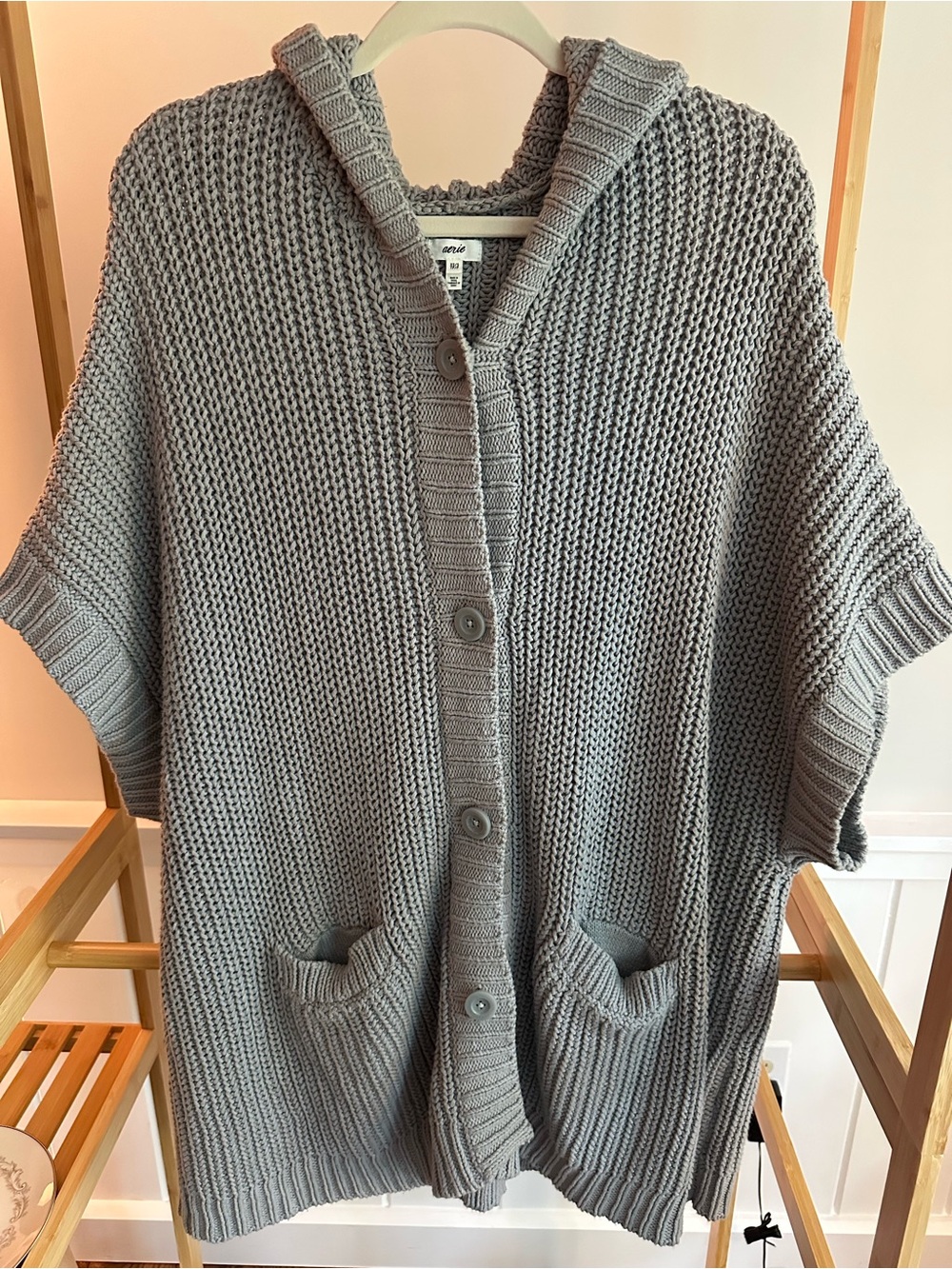 Aerie Hooded Knit Poncho